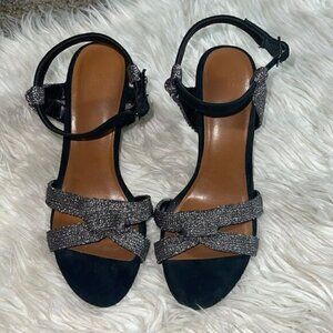 H by Halston Sandals Womens size 6.5 leather Suede  Embellish sling back Mariah